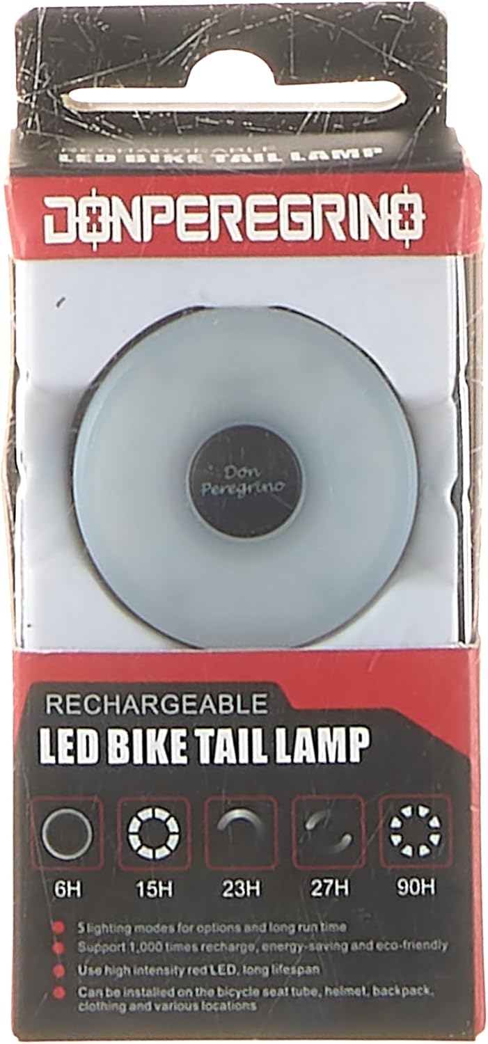 Rear Bike Light 90hrs Autonomy - Bike Lights Compact Size, IP65 Waterproof, USB C Rechargeable, Quick Release Mounts for Saddle & Seatpost, with 5 Steady Flash Modes, DON PEREGRINO M2 Bicycle Lights