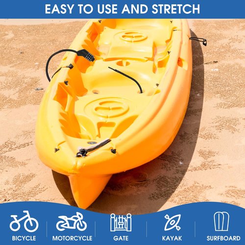 MAGCHIC Cable Lock, 4-Digit Resettable Combination Bicycle Cable Lock, 6 ft Anti Theft Weatherproof Coiled Cable Locks for Kayak, Canoe, Motorboat, Scooter, Bikes, Outdoor and Camping Equipment