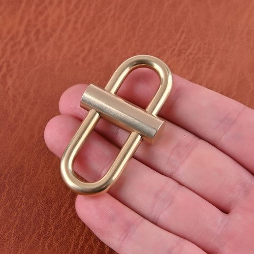 Brass Lock Keychain Oval Slide Locking Snap Lock Clip Buckle Key Holder for Home Car Keys Organization