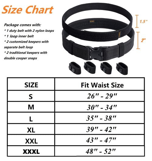 TACNEX Duty Belt w/Hook Lining 2" Police Duty Belts M(30"-34") + Double Magazine Pouch for Duty Belt Pistol Mag MOLLE Holster