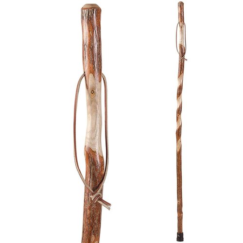 Hiking Walking Trekking Stick - Handcrafted Wooden Walking & Hiking Stick - Made in The USA by Brazos - Twisted Sassafras - 58 inches (Pack of 2)