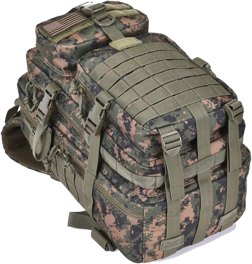 REEBOW GEAR Military Tactical Backpack for Men Large 34L Army 3 Day Assault Pack Molle Bag Backpacks (34L, Black)