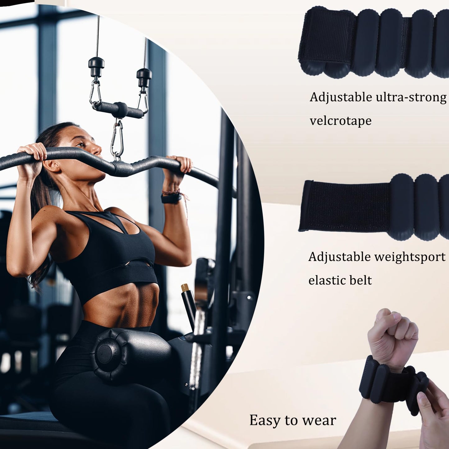 Jimikay Adjustable Wrist & Ankle Weights for Women and Men, Set of 2 (1lb Each),Silicone Weighted Bangles,weighted bracelet for Yoga, Dance, Pilates, Pool Exercises and Jogging etc (Black)