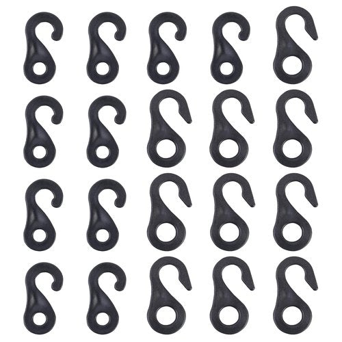 BRILLIANCE4U S-Shape Plastic Tent Hook Clips 20 Pack Combo, Shock Cord Hooks, Guy Line Attachments, Tent Part Accessories