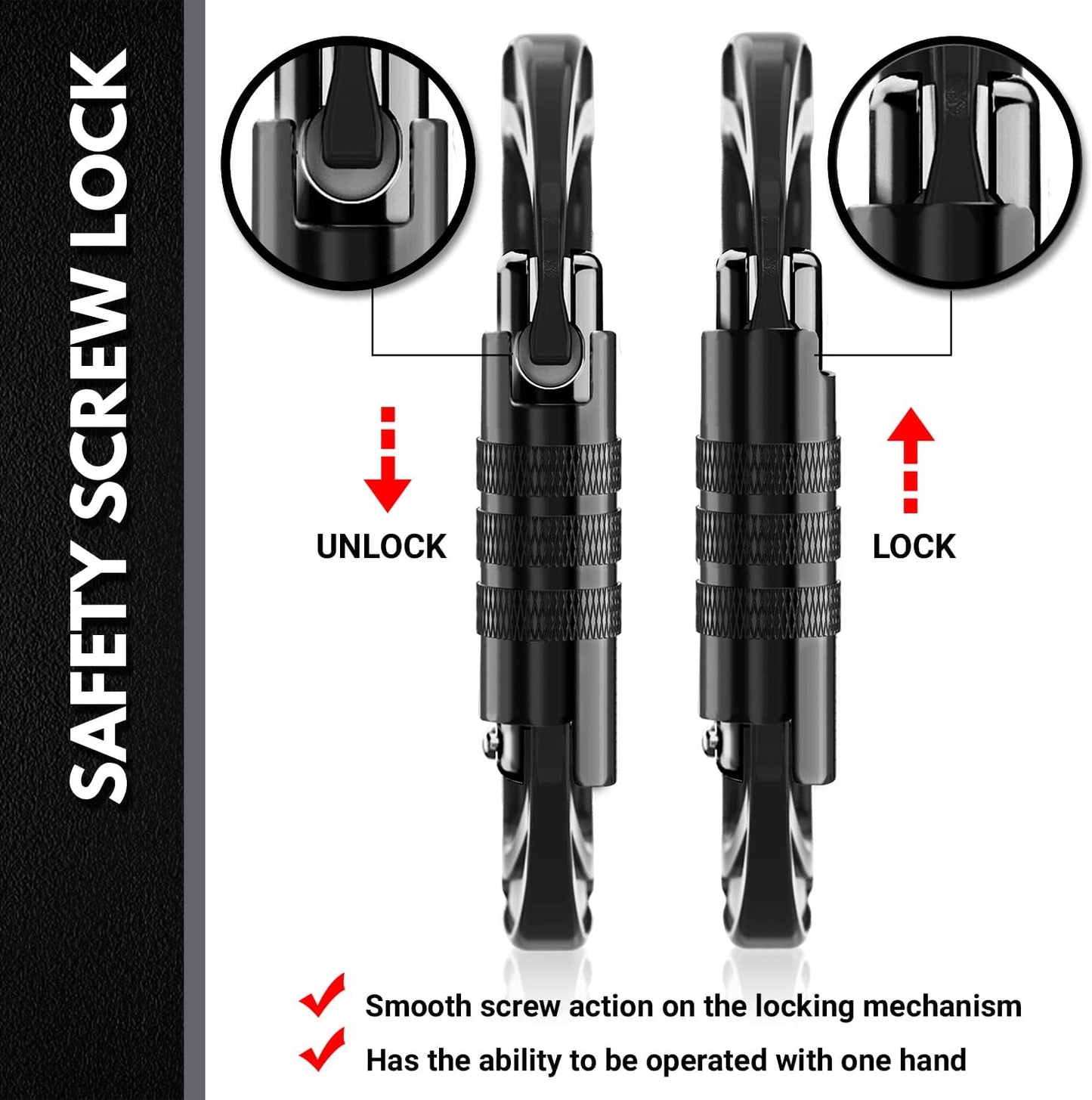 12kN (2697 lbs) Heavy Duty, Locking, Auto Locking, Wiregate Carabiner Clips, for Securing Pets, Outdoor, Camping, Hiking, Hammock, Dog Leash Harness, Keychains