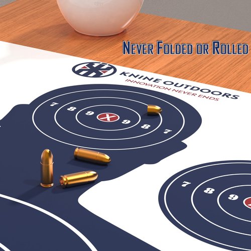 KNINE OUTDOORS Shooting Targets Paper, 12 x18 inch, Bulk for Hunting, Handguns, Pistols, Rifles, Silhouette with Red Bullseye, Blue Design (25 Pack)
