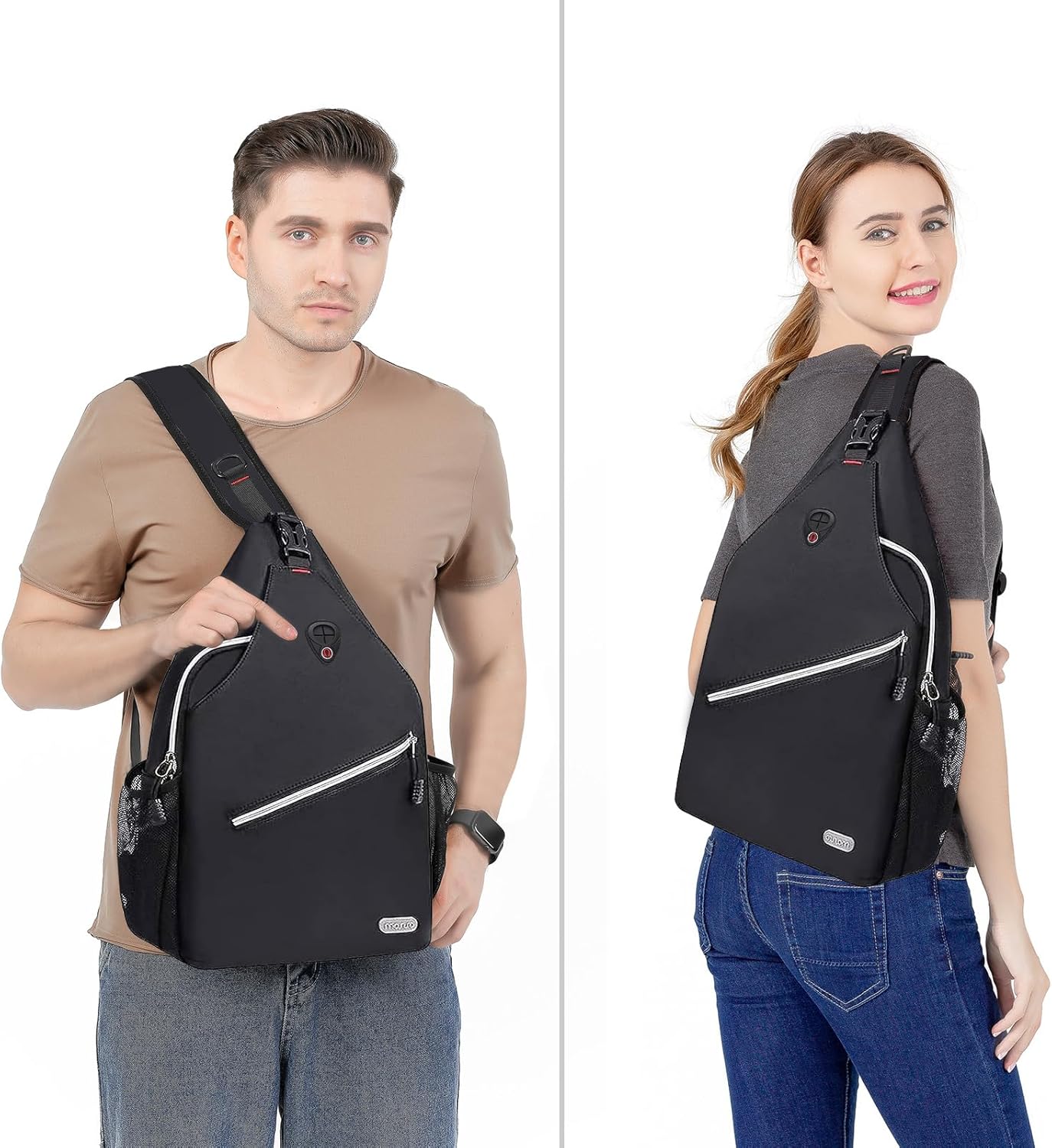 MOSISO Rope Sling Backpack (Up to 13 inch), Multipurpose Crossbody Chest One Shoulder Outdoor Travel Hiking Daypack, Black