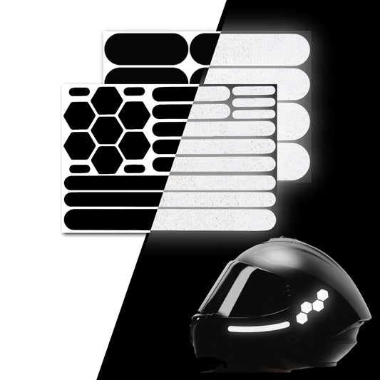 ELOS Reflective Gear 3M Black Stickers - Helmet Tape, Motorcycle Tape, Hi Viz Stickers for Helmets - Discreet Black Until Light Hits It (Combo Style)