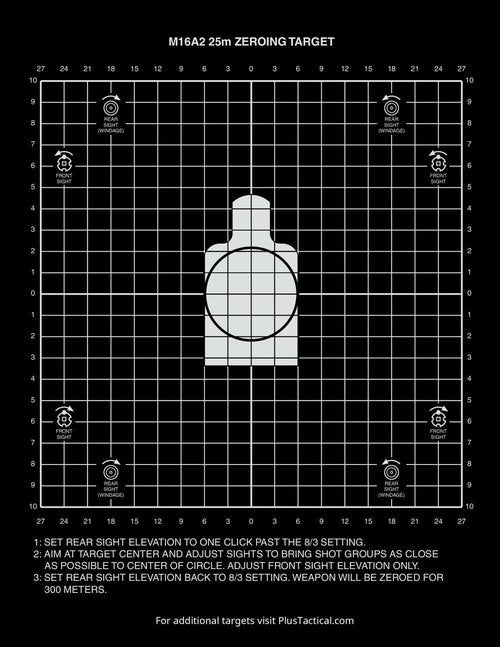 M16A2 25 Meter Zeroing Target On EZ Peel Notepad