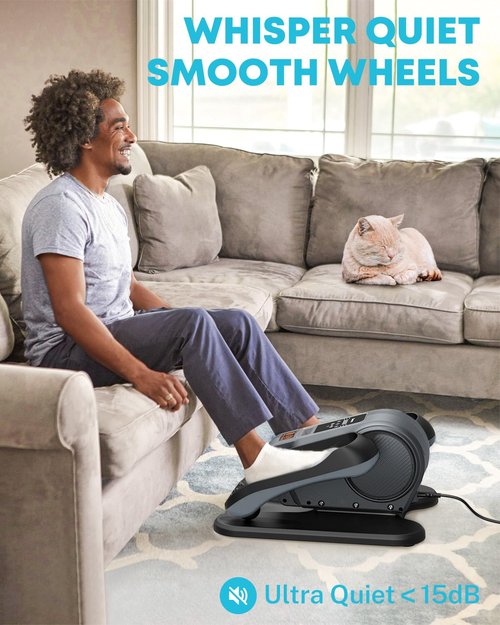 Gonex Under Desk Elliptical Exercise Machine for Seniors, Electric Ellipse Leg Exerciser with Remote, 16 Adjustable Speeds, Manual & 12 Auto Modes, Leg Exerciser While Sitting, Seated Pedal Exerciser