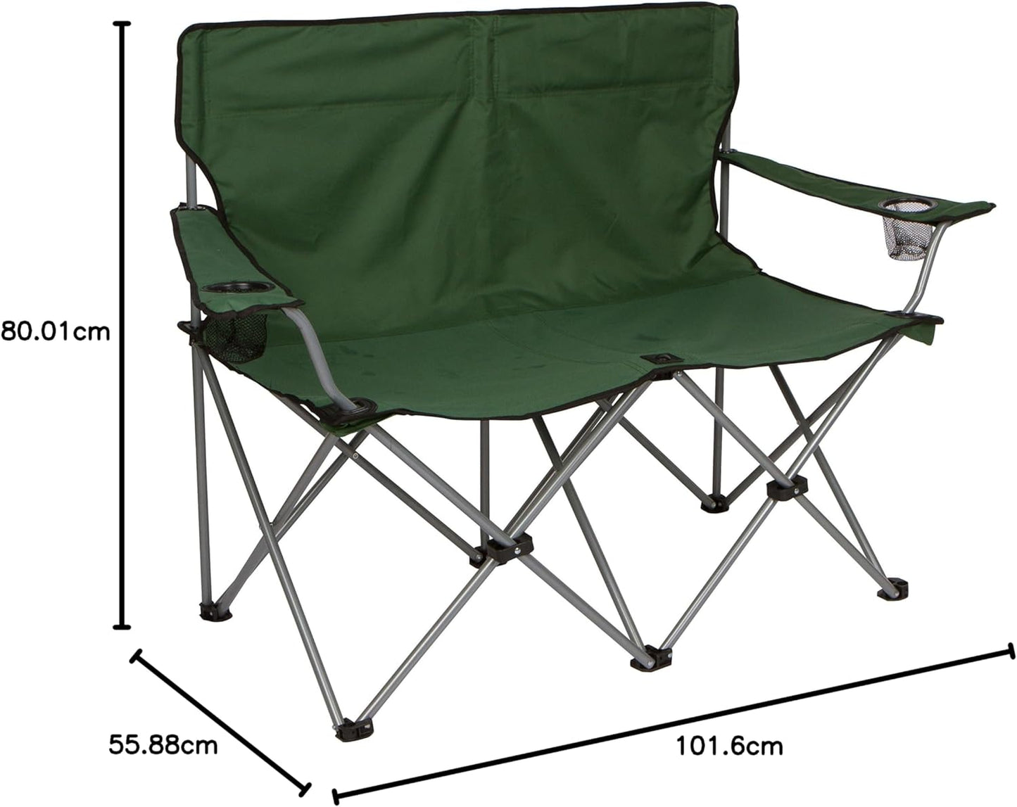 Trademark Innovations Loveseat Style Double Camp Chair, 40" L x 22" W x 31.5" H, Polyester, Army Green