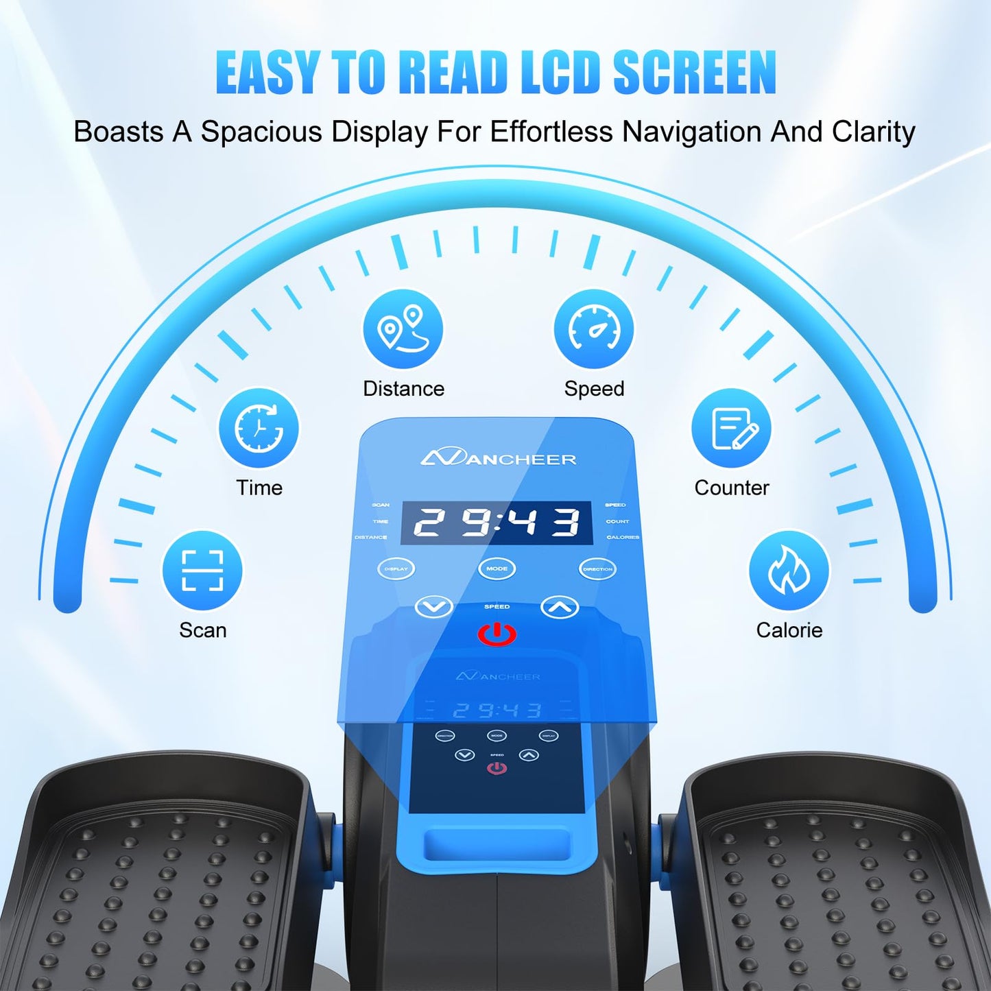 ANCHEER Under Desk Elliptical, Electric Leg Exerciser While Sitting for Seniors, Fully Assembled Motorized Ellipse Leg Exerciser Seated Elliptical Machine with 12 Adjustable Speeds (Teal)