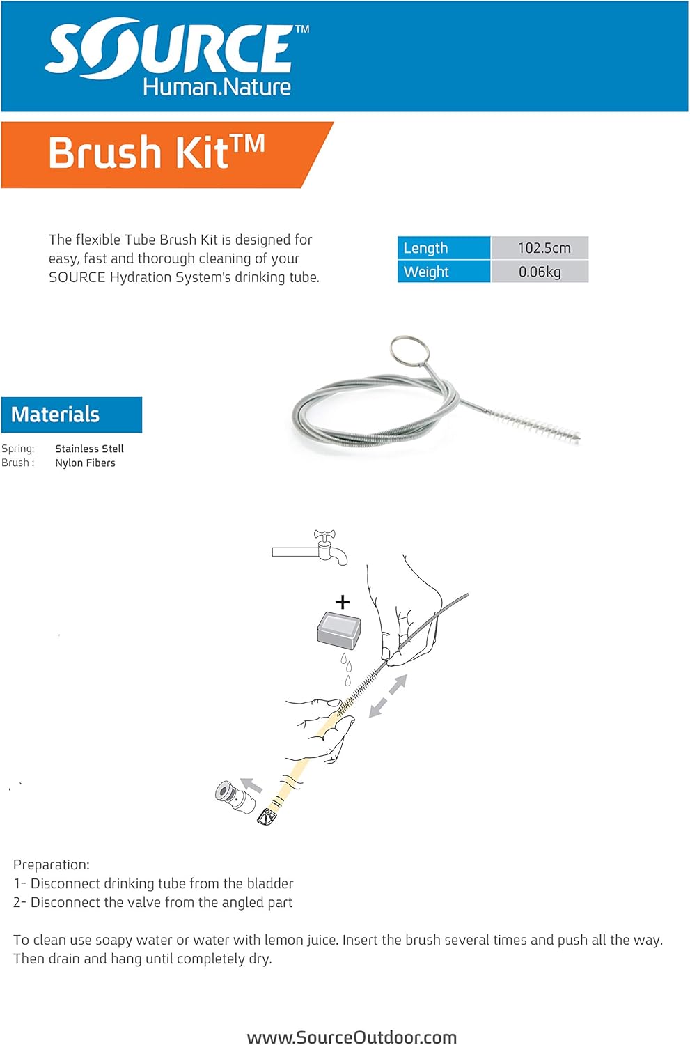 Source Outdoor Hydration Drinking Tube Brush Kit