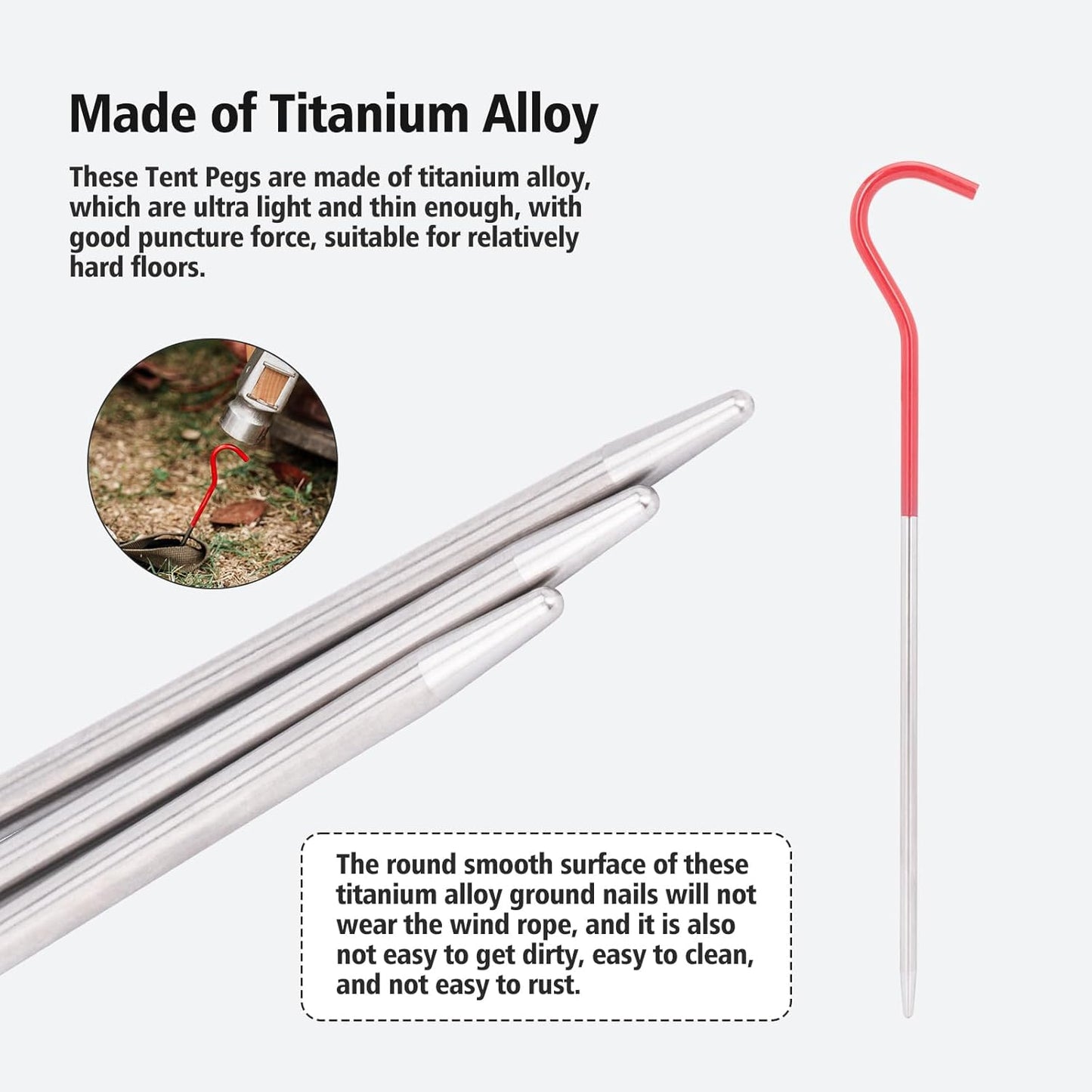 iBasingo 12pcs/lot Titanium Alloy Pegs Outdoor Camping Tent Stakes Portable Elbow Grass Tent Nail A-Ti4001P