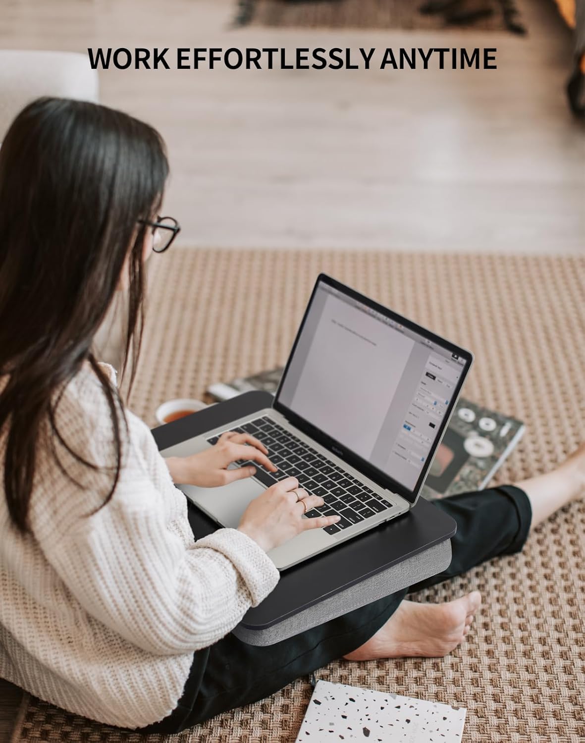 Lap Desk with Pillow Cushion, Portable Laptop Bed Desk, Fits up to 15.6 inch Laptop, Lap Stand for Bed & Couch & Carpet, Book Tablet/Drawing Board - Pink
