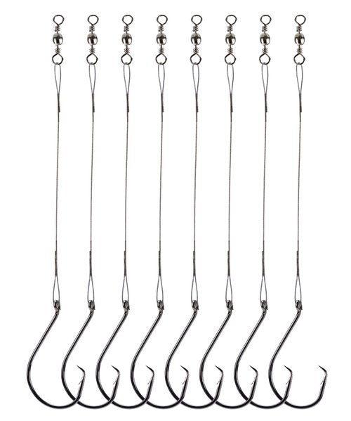 Uxwuy Fishing Circle Hooks Saltwater 50pcs Leader Hook Rigs for Catfish Bass With Offset Hooks