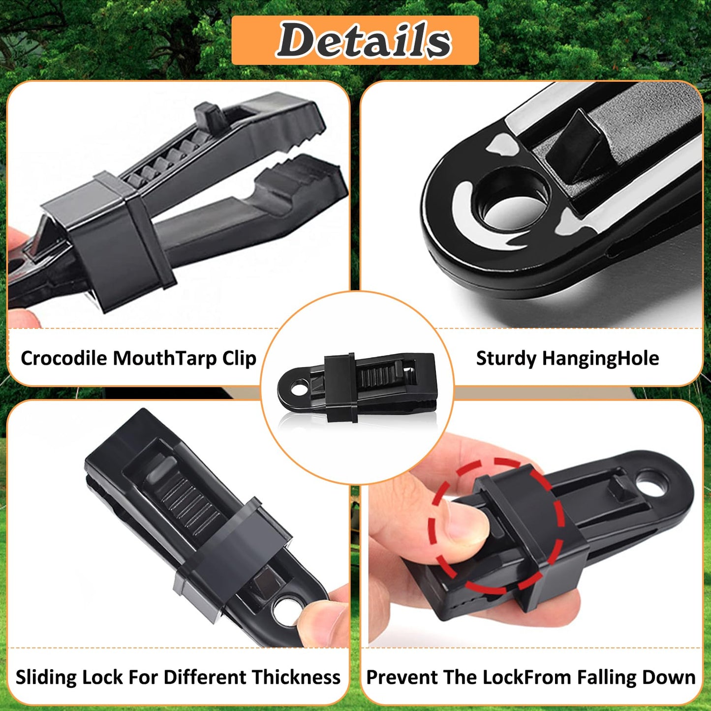 60 Pieces Tarp Clip Heavy Duty Multipurpose Crocodile Mouth Tarp Clamps with Lock Grip Camping Canopies Pool Car Covers Clamp for Canopy Outdoor Tarps Camping Awnings Banner and Cover