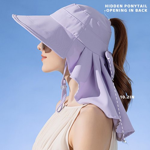 Womens Sun Hat UV Protection, Foldable Waterproof Wide Brim Bucket Hats with Neck Flap for Summer Beach Fishing Hiking Pink