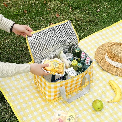 Portable Insulated Cooler Bag – Large Capacity Leakproof Lunch Tote with Zipper Closure – Foldable, Waterproof, Reusable – Ideal for Picnic, Beach, Camping, Grocery – 13.5"x7.9"x7.9"