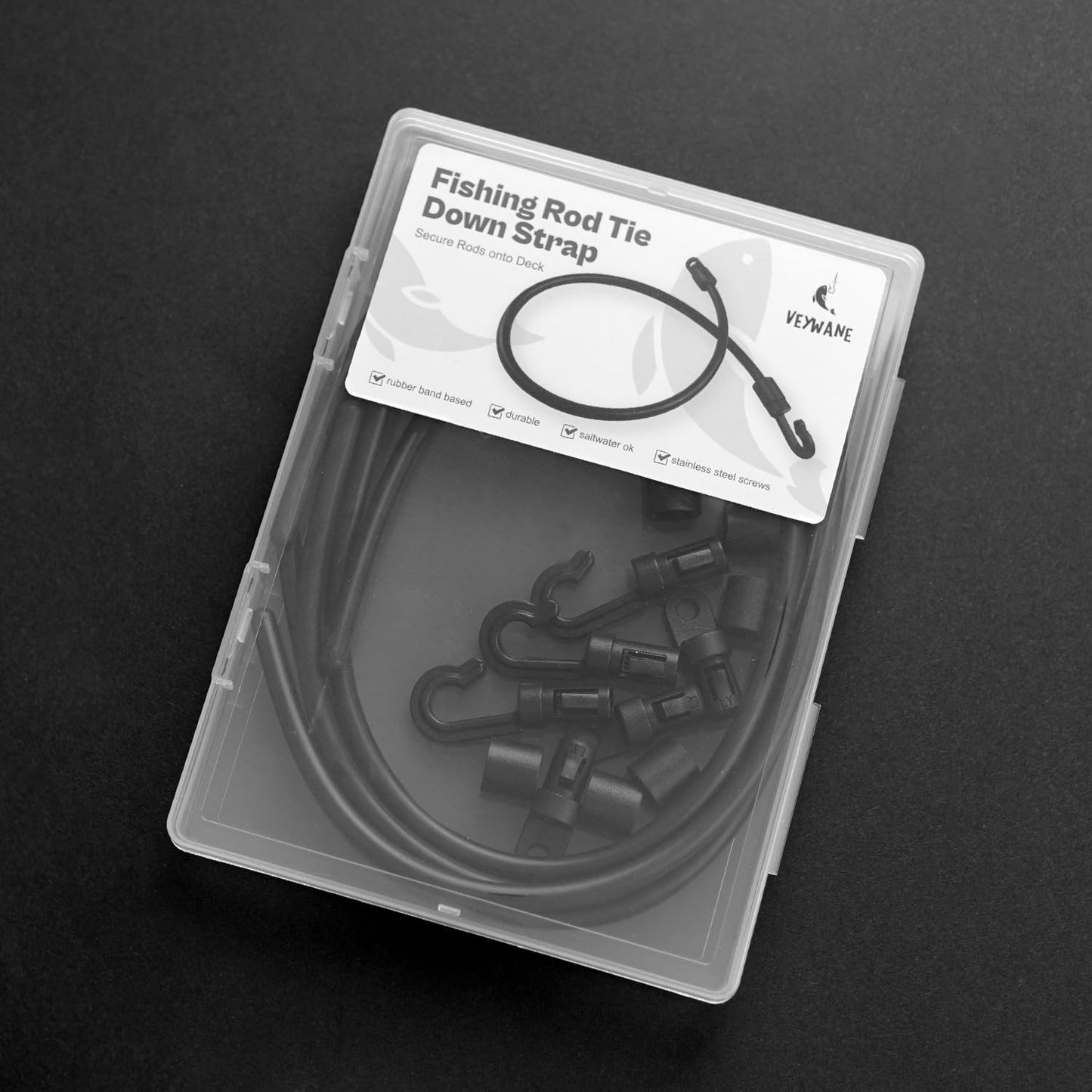 Fishing Rod Straps for Boat Deck, 18" Rubber Bands Based Tie Down Holder Straps for Boat, Kayak, Truck Bed