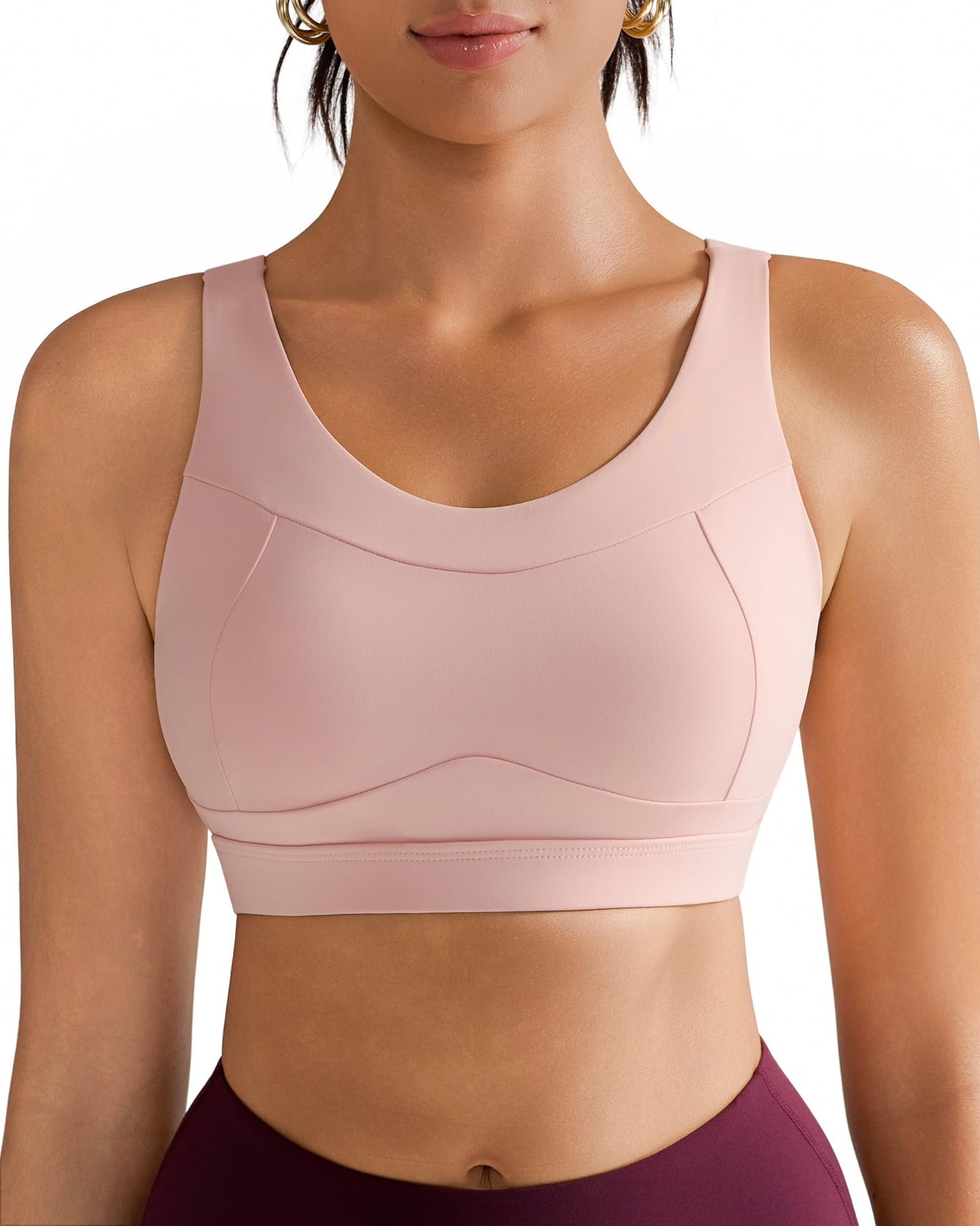 RUNNING GIRL High Impact Sports Bras for Women,Racerback Running Bra Workout Crop Tank Tops Longline Sports Bra Push up(WX2667 Flush Pink XXL)