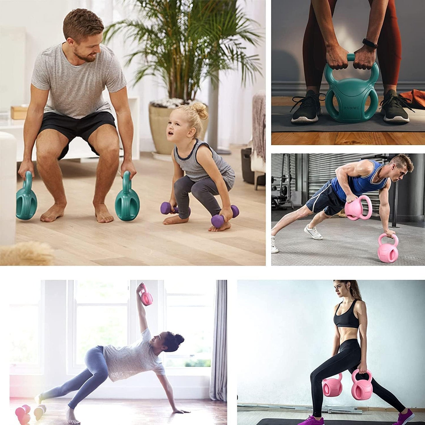 15 lb Kettlebell Weight with Three-handles for Weightlifting, Conditioning and Core Training for Women Men Home Gym [Purple]