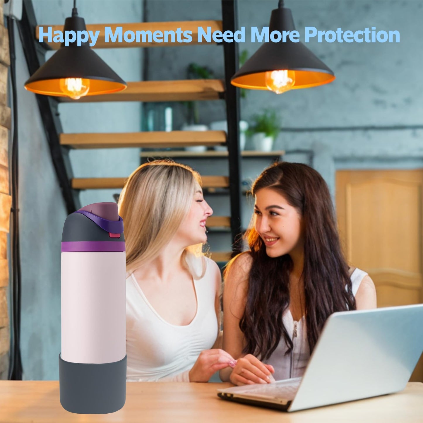 AESKEIA 2PCS Silicone Water Bottle Boot for Owala 24oz 32oz 40oz,Anti-Slip Protective Sleeve Bottom Bumper Protector for FreeSip, Twist, and Flip Stainless Steel Water Bottles (Grey, 24oz)