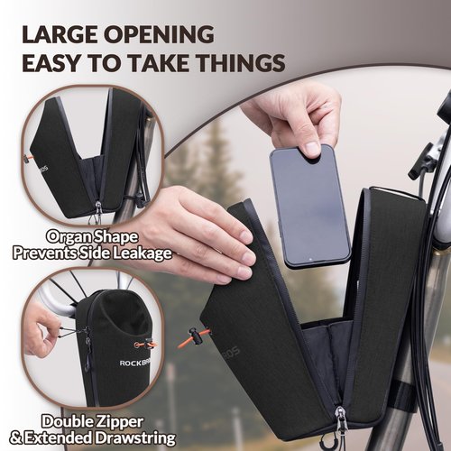 ROCKBROS Electric Scooter Bag Bike Frame Bag Bicycle Water Bottle Bag 1.5L Large Capacity Quick Installation for Mountain Bikes E-Scooters and Folding Bikes