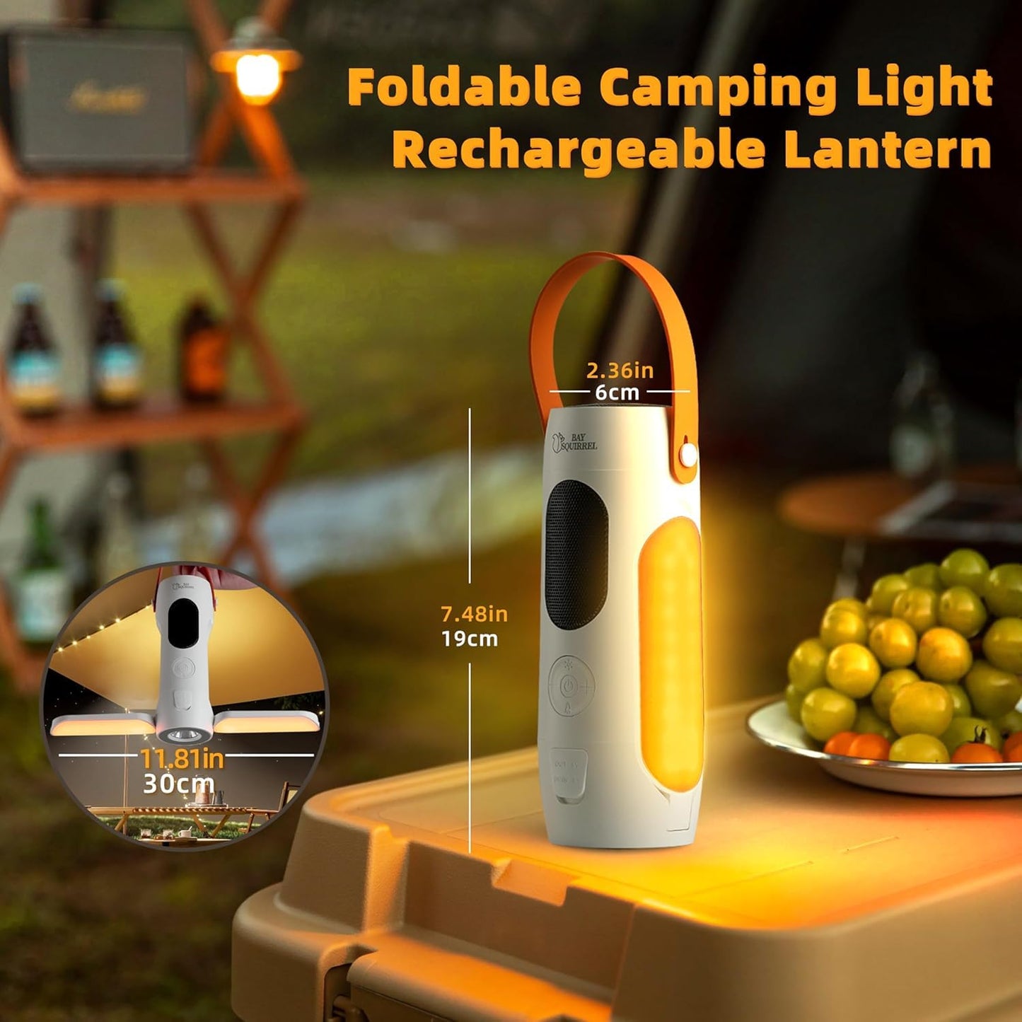 Foldable Camping Light Rechargeable Lantern with 2 Bluetooth Speakers,10000mAh Power Bank,Portable Flashlight with Removable Hook,IP54 Waterproof,1000LM,5 Modes for Camping, Hiking, Fishing,Emergency