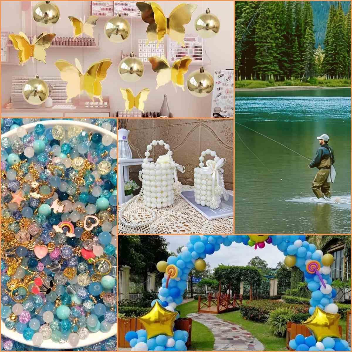 Aboda Clear Fishing Line, Fishing Wire for Hanging Beading Crafts w Crimp Sleeves, Strong Clear String for Hanging Decorations, Invisible Nylon Threads Cords for Balloons Garlands Jewelry Making