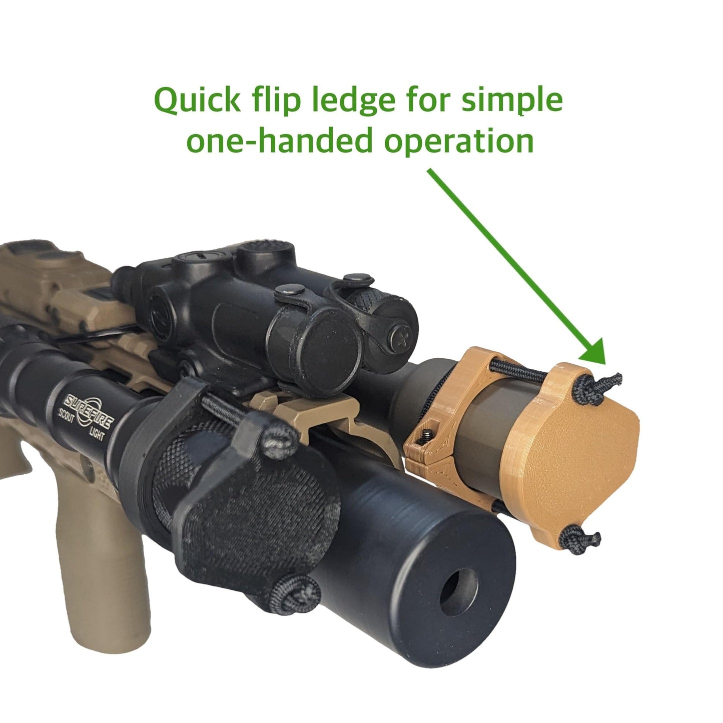 Hammy3DPrints Light/Lens Cover with Tip Grip for Weapon Mounted Flashlights (Black, Scout Turbo M300/340/600/640)