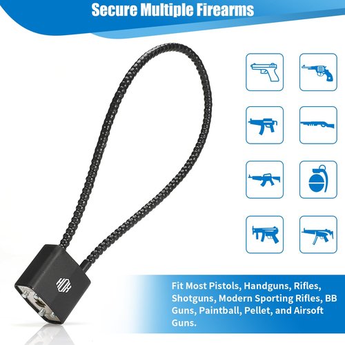 HOX Cable Gun Locks with Keys - Keyed Alike Cable Gun Safe Lock, for Firearm Locking and Safety (3 Pack)