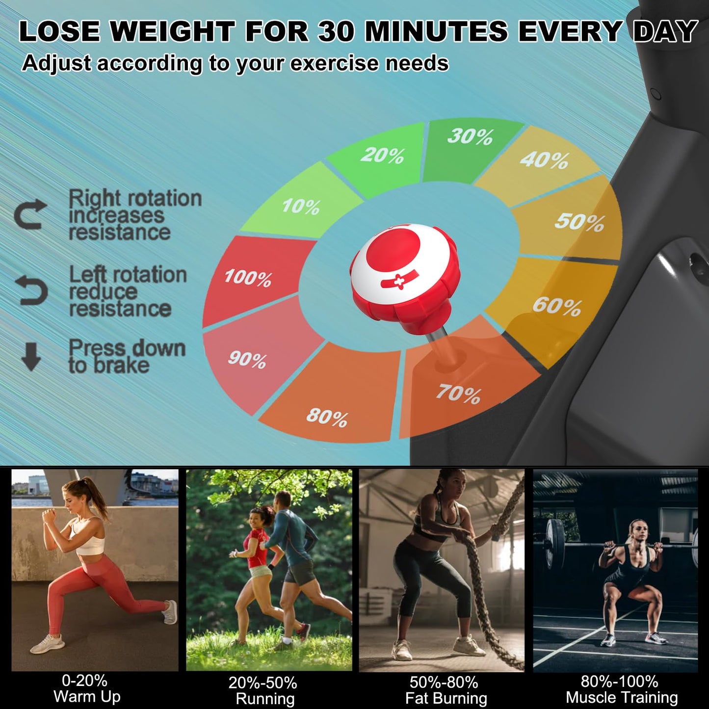 Exercise Bike, Adjustable Resistance Silent Belt Drive, Indoor Cycling Bike for Home Cardio, Fitness Stationary Bike with Tablet Mount & Comfortable Seat Cushion