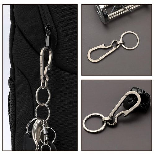 COMNICO Carabiner Keychain Clip Titanium Alloy Minimalist Key Chains Metal Bottle Opener Belt Spring Snap Key Hook Quick Release for Outdoor Camping