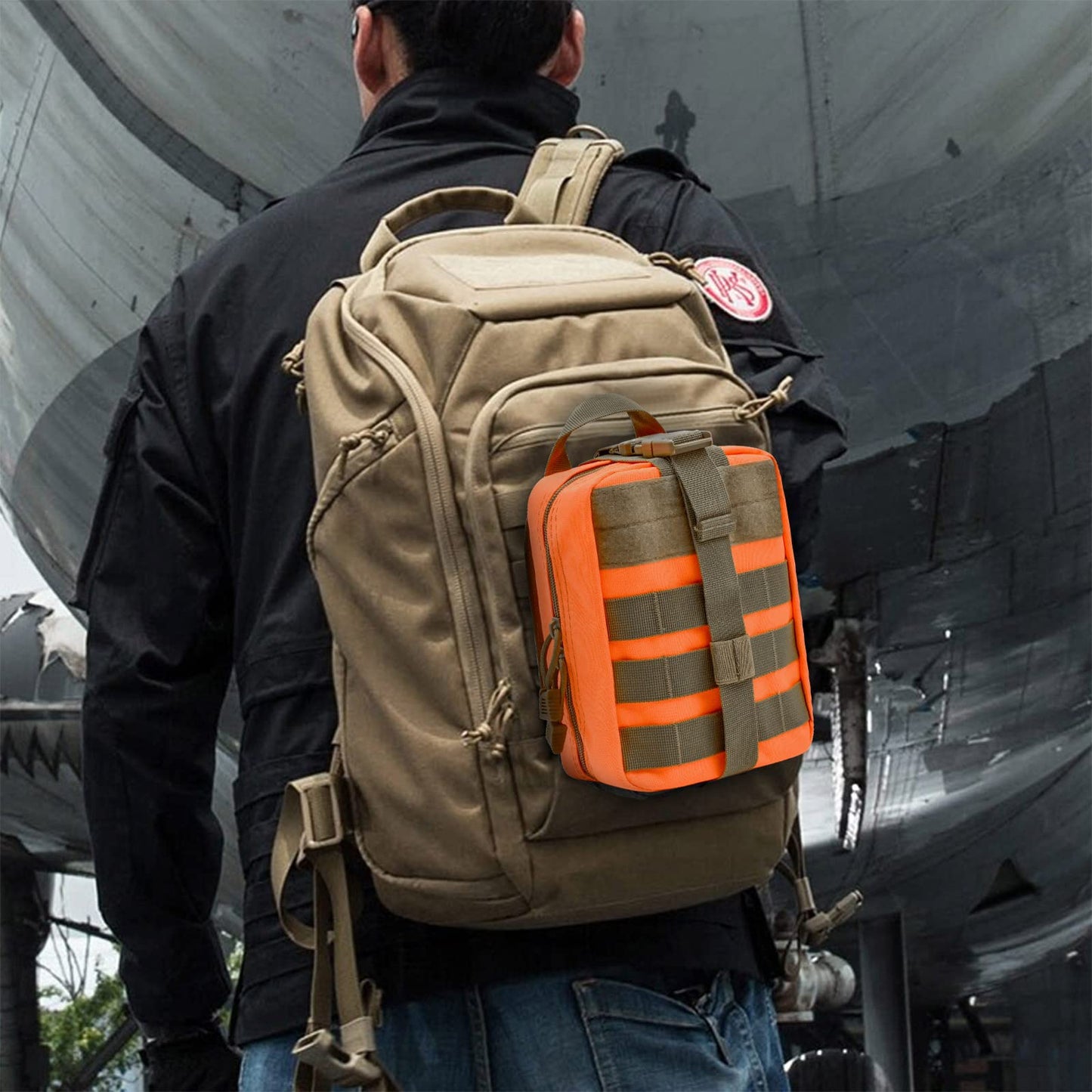 Gogoku First Aid Pouch 1000D Nylon Tactical Molle Tear Away Medical Pouch Empty Utility Pouch for Outdoor Activities Medical Supplies Camping Hiking Travel,Bag Only (Orange)