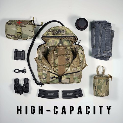 lonloke Tatical Helmet Backpack,Warrior Assault Systems Large Helmet Bag Cargo Molle Head Protection Kit Pack (MC)