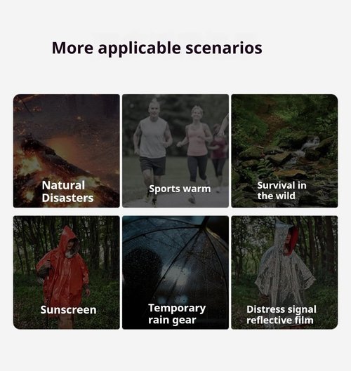 CYFaiLiQ Outdoor multifunctional emergency rain cloak maintains 90% of body heat, made of reusable PE material, suitable for camping and hiking emergency supplies, 4 pieces