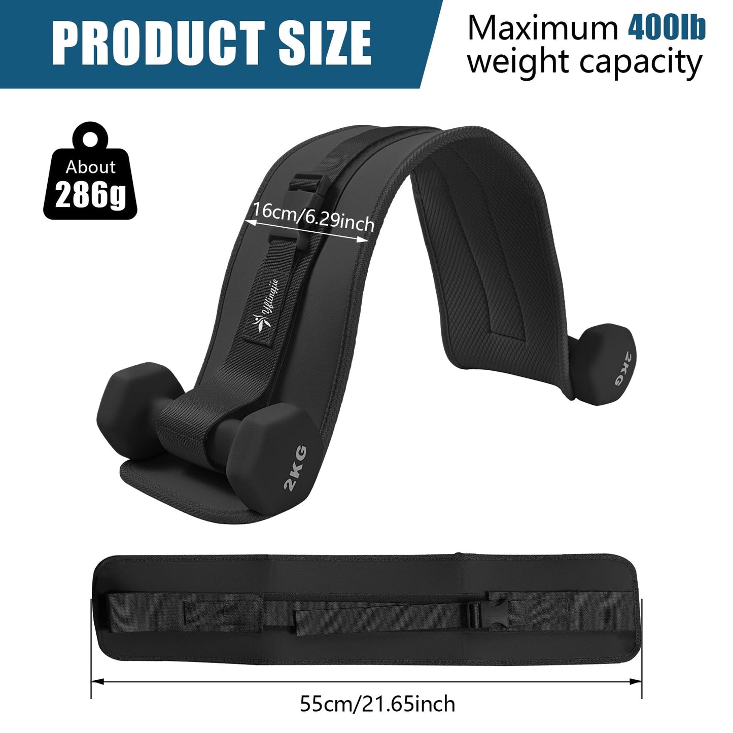 Exercise Hip Thrust Belt - Dumbbell Hip Thrust Belt, Thicken & Widen, Comfortable for Dumbbells, Kettlebells or Plates, Slip Padding, Gym or Home Workouts (black)