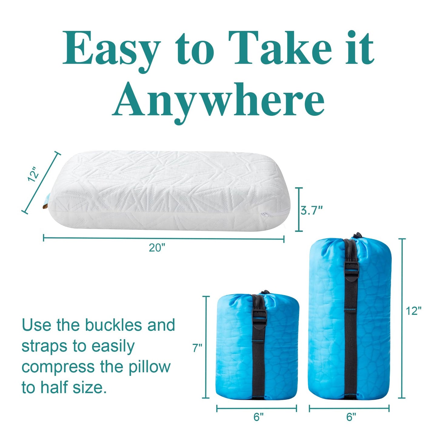 Furlupy Small Gel Memory Foam Camping Pillow Travel - Contoured Support -Compressible Pillow Ideal for Backpacking, Camping, Travel, Car, Airplane,Office Nap