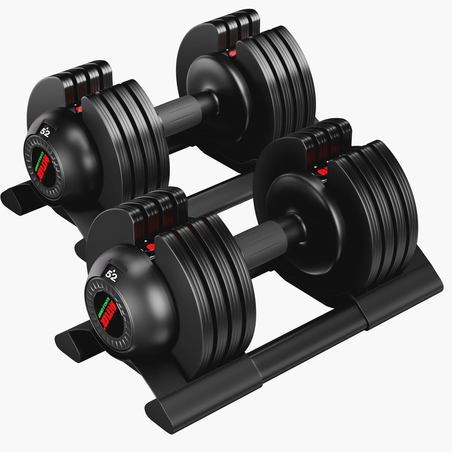 Adjustable Dumbbell Set with Tray - 52lbs, Anti-Slip Handle & Weight Plate for Home Strength Training