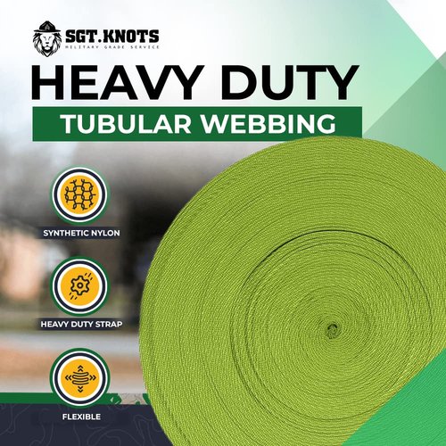 SGT KNOTS Bluewater Tubular Nylon Webbing – 1 Inch Heavy Duty Firefighter & Rescue Webbing – CE/UIAA Certified, Durable & Flexible for Anchor Slings, Tow Straps, Crafting (1" x 5 Yards, Kiwi)