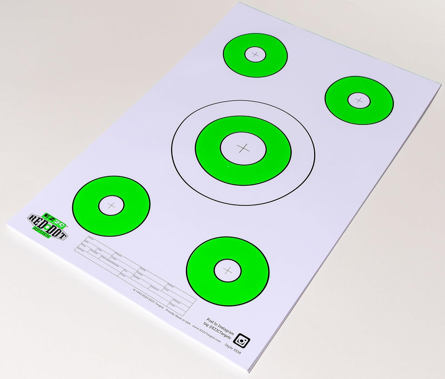 Optic Style Style 8 by EZ2C Paper Made in USA Targets High Visibility Pistol or Rifle 11" x 17" (25 Count) (Green Tear Off Pad)