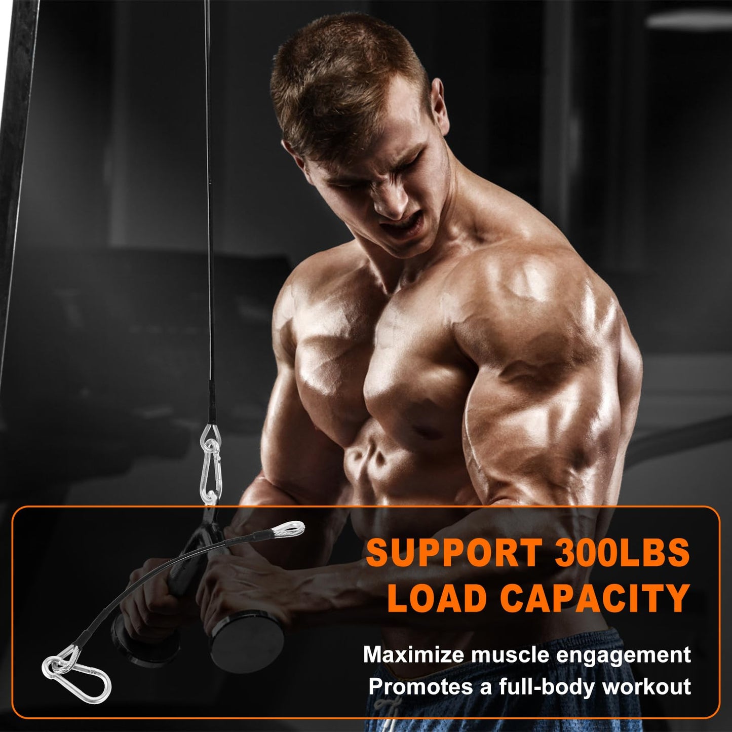 GGTE 10" Gym Extension Cable Compatible with Bowflex Home Gym for LAT/Tricep Pull Down and Leg Extensions Machine -Extend Your Workout Angles(1 Pair)