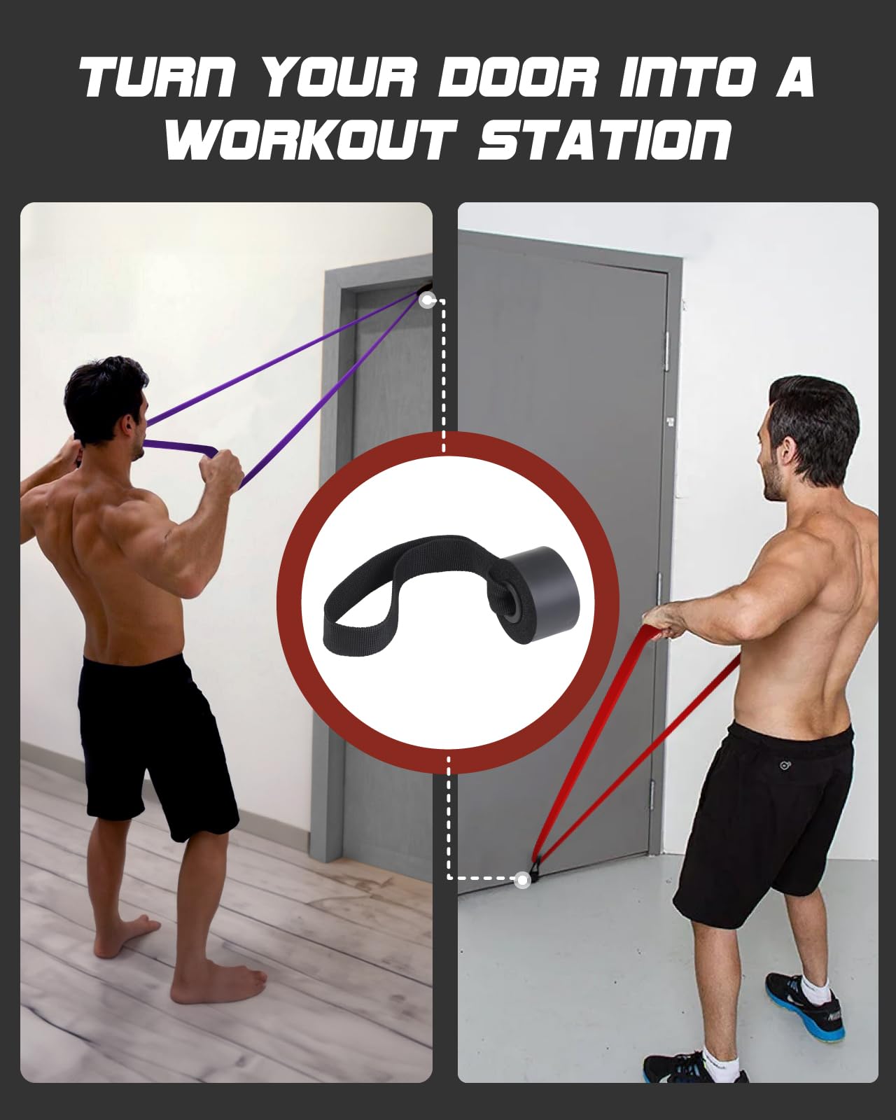 Fitense Resistance Bands Set - Pull Up Bands with 6 Resistance Levels 15-170 LBS for Men Women, Exercise Bands with Door Anchor, Training Poster & Pouch for Body Stretching, Pull Up Assist