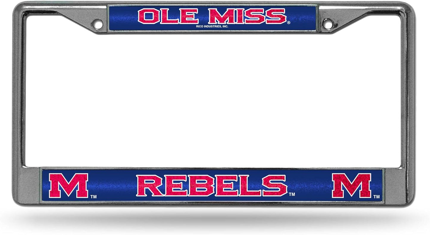 Rico Industries NCAA 12" x 6" Silver Bling Chrome Car/Truck/SUV Auto Accessory