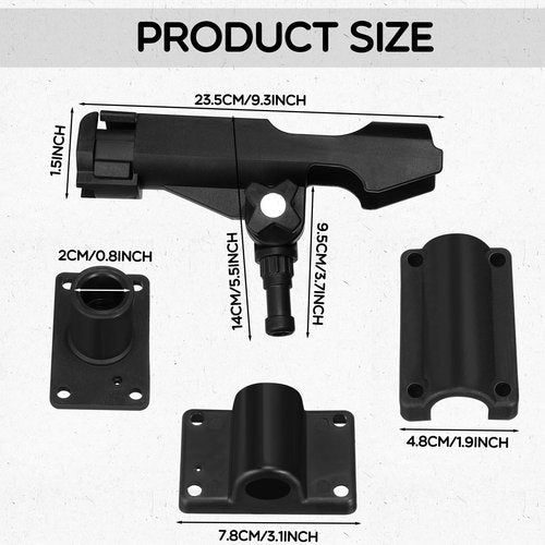 Liliful 4 Pcs Fishing Rod Holder for Boat Adjustable Kayak Swivel Fishing Pole Holders Accessories, Black(Classic)