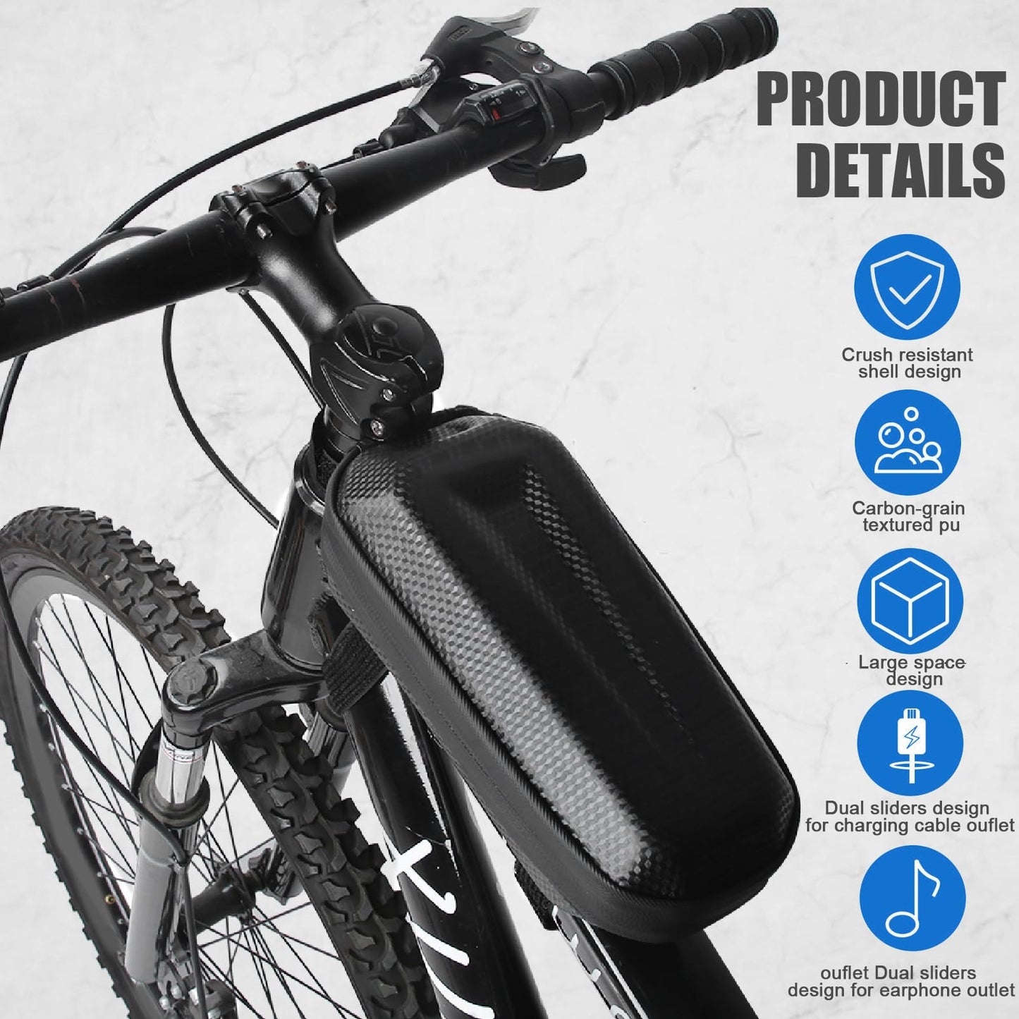 Fuerdich Bike Top Tube Bag, EVA Hard Shell Layered Waterproof Bicycle Cycling Front Tube Bag, Bag Cycling Accessories Pouch