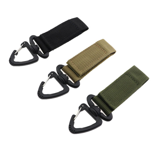 KKUANG 3PCS Outdoor Tactical Backpack with 360 Rotating Triangle Buckle, Multi-Functional Mountaineering Buckle, D-Ring Keychain for Camping, Hiking & Construction Work