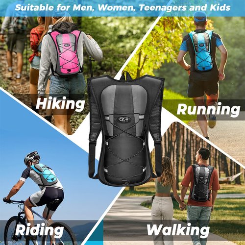 CKE Hydration Backpack with 2L Hydration Bladder Camelback Water Backpack for Men Women Kids for Hiking Running Cycling Biking Ski Camping