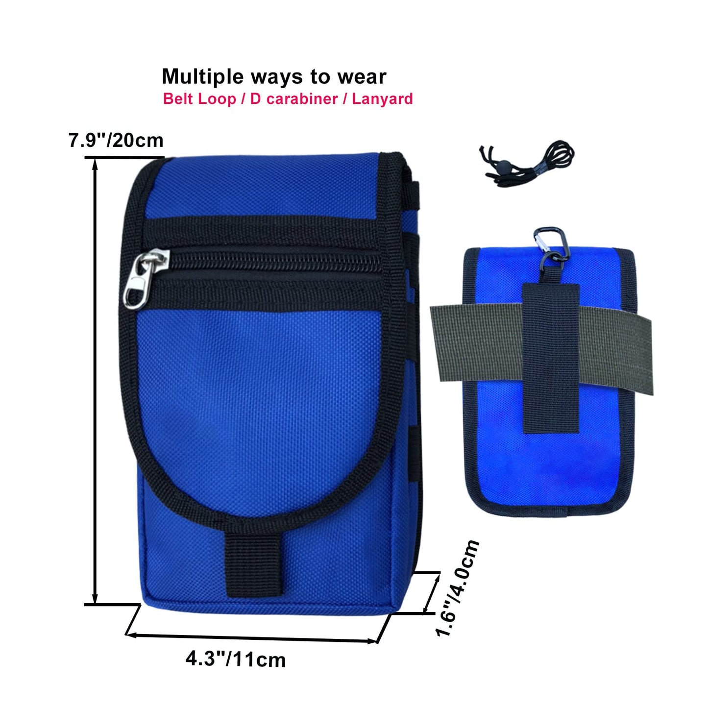 Maezar Multitool Organizer Holster, EDC Gears Cellphone Case, Nylon Tactical Pouch with D-Ring, Zipper (Blue)
